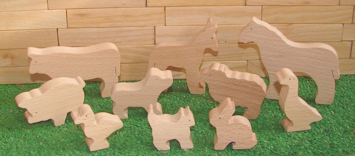 Figurines en bois animaux ferme