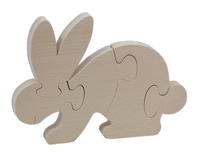 Puzzle Lapin en bois brut