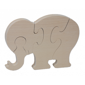 Puzzle Eléphant en bois brut