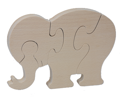 Puzzle Eléphant en bois brut