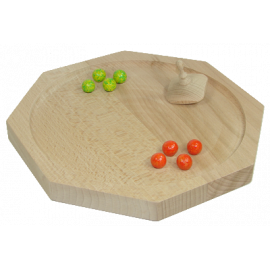 Jeu en bois de La Toupie Pousse Billes / Piste pour toupie