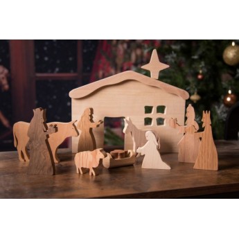 ACTUEL Crèche de Noël en Bois de 38 x 21 x 20,8 cm pas cher