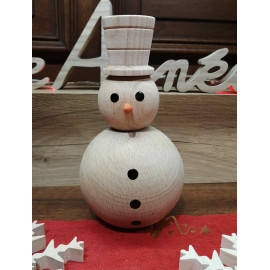 Décoration Bonhomme de neige tourné en bois