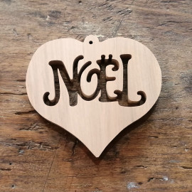 Coeur Noël en bois décoration sapin