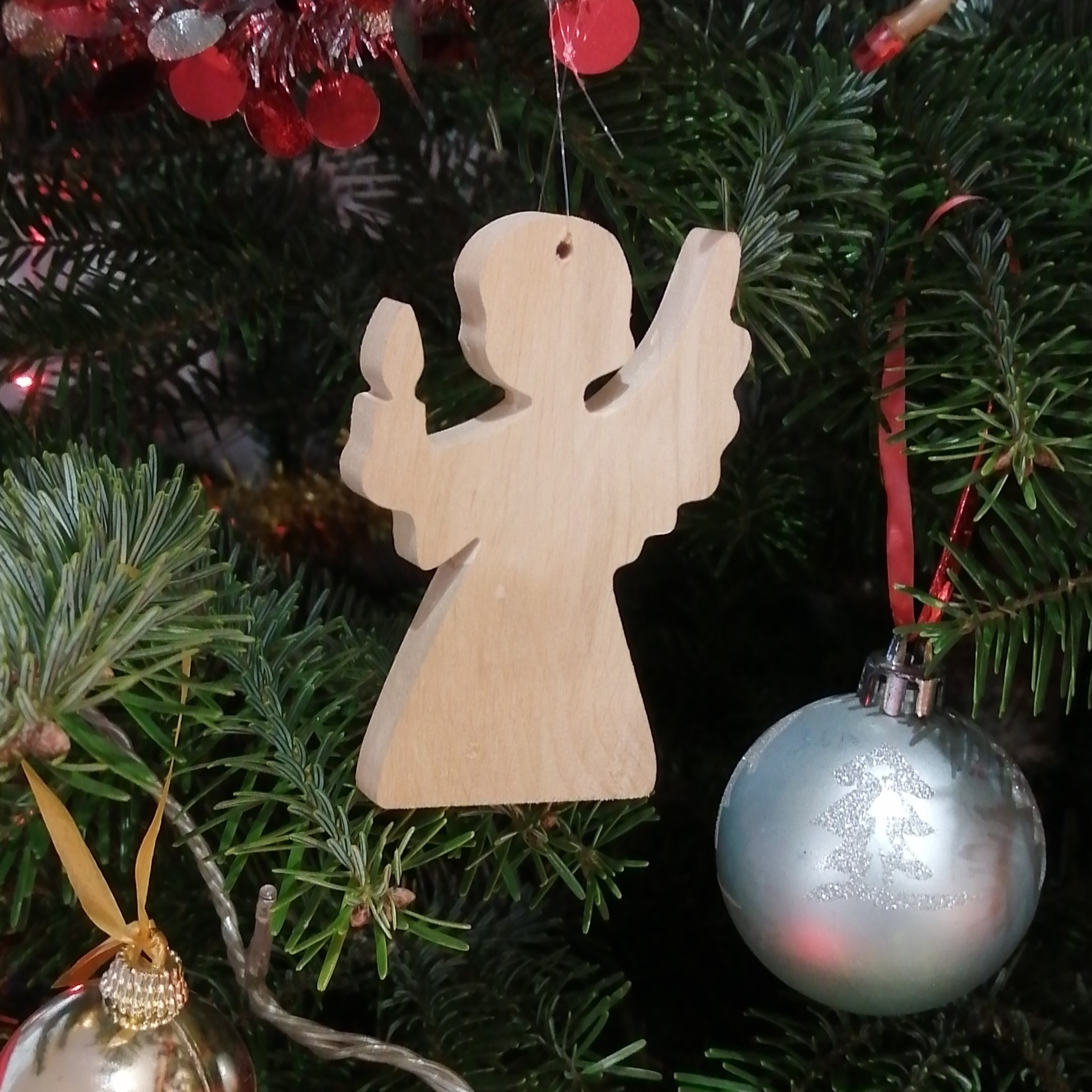 Ange bougie de Noël en bois