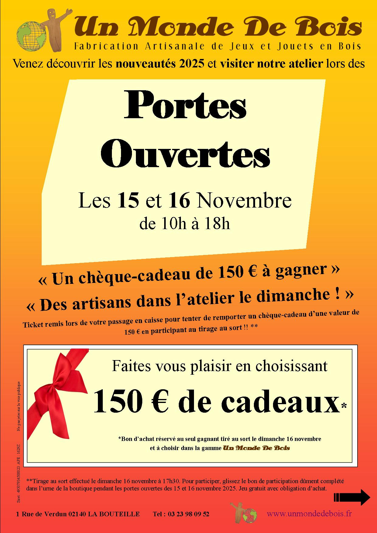 Portes Ouvertes les 15 et 16 Novembre 2025