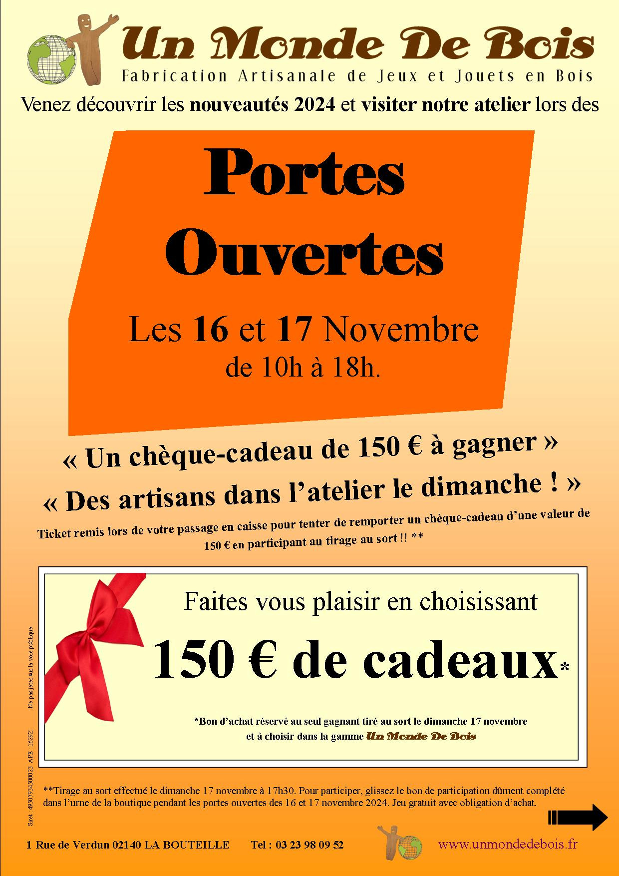 Portes Ouvertes les 16 et 17 Novembre 2024